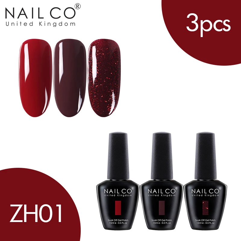 ZH01 NAILCO 3 шт. набор гель-лака UV Vernis Полупостоянный Праймер УФ-гель для ногтей Краска Декоративный Лак для ногтей Гибридный отмачиваемый Гель-лак - Цвет: ZH01