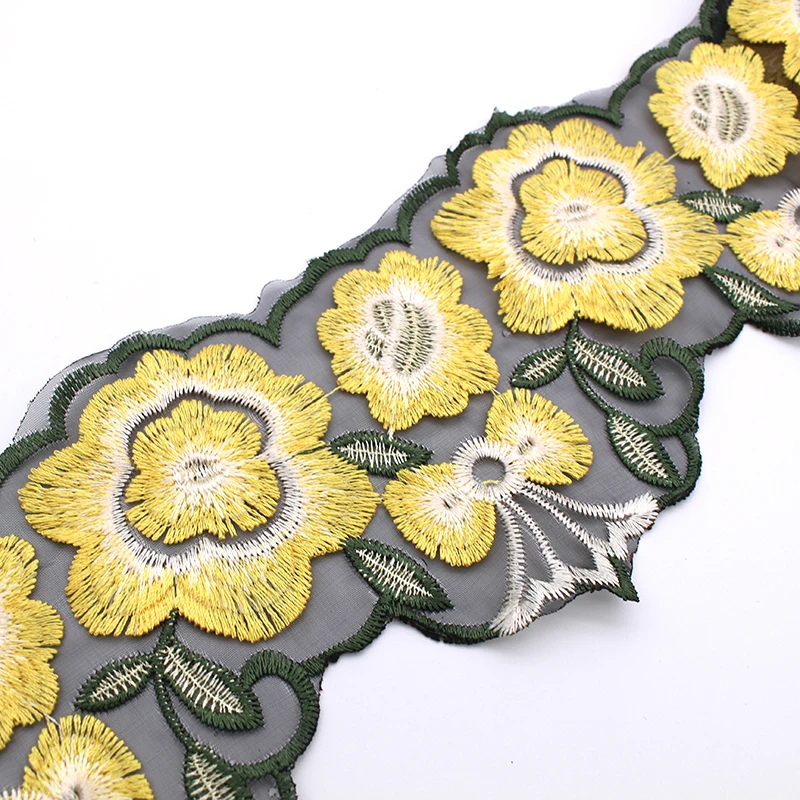 1 Ярд 10см Ширина 3D Красочная Красная Цветочная Ручная Вышивка Кружевная Ткань Лента Высокого Качества Африканское Свадебное Платье Одежда.