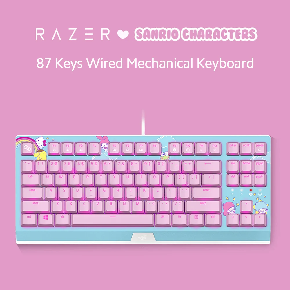 Original Razer X Sanrio Hello Kitty Limited Edition 87 Keys Compact Wired Keyboard Gaming Office Backlight Mechanical | Компьютеры и