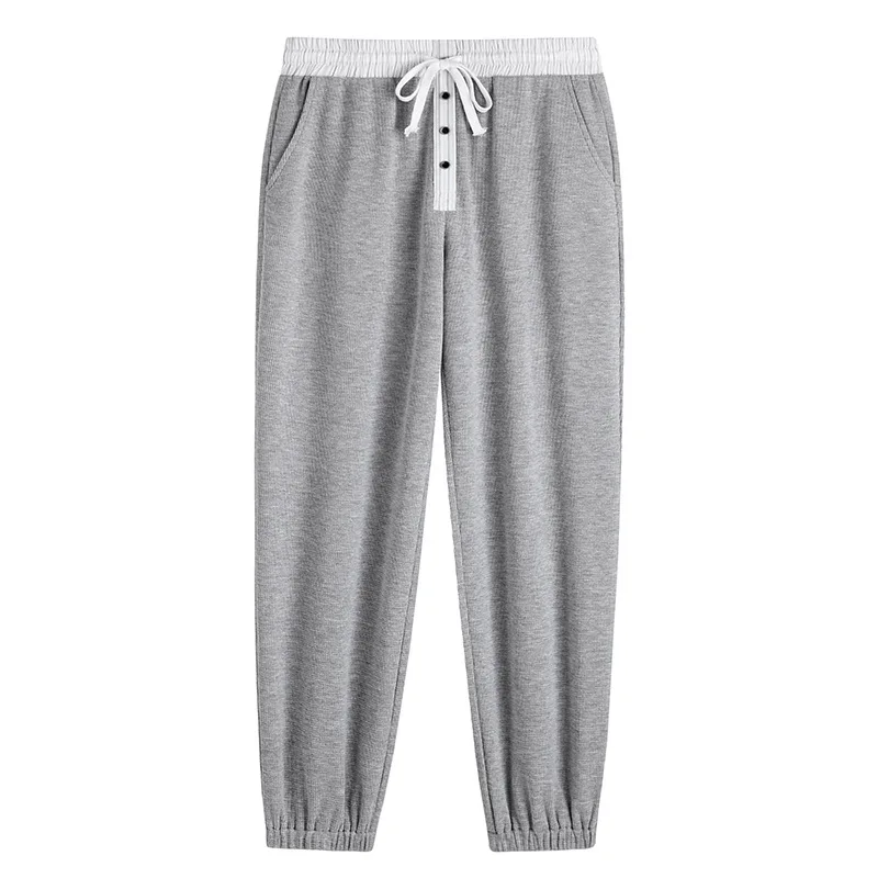 

TVVOVVIN 2021 Spring Women Casual Sweatpants Loose Stitching Large Size All-match High Waist Simple Trousers LCML