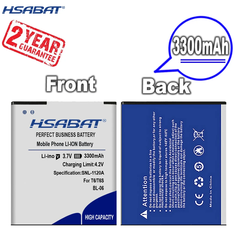 Новое поступление [HSABAT] 3300 мА/ч BL-06 Батарея для THL T6s T6 Pro T6C DEXP S Ixion ES2 5 &quotБатарея ES 2