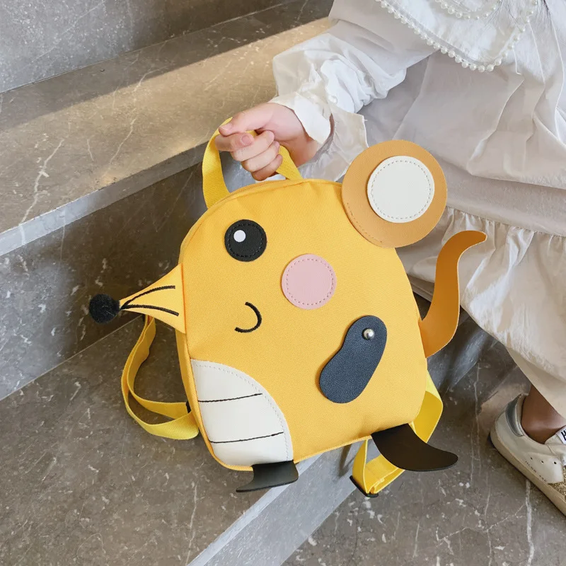 Korean Style Kindergarten Children's nylon Schoolbag mochilas   Cartoon kawaii bag Cute mouse  Animal Boy Girls' Zipper Backpack