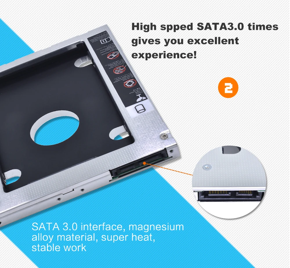 Tishric Универсальный алюминиевый 9,5 мм SATA 3,0 HDD Caddy 2," двойной светодиодный жесткий диск Enclosur адаптер DVD HDD для ноутбука DVD-ROM Optibay