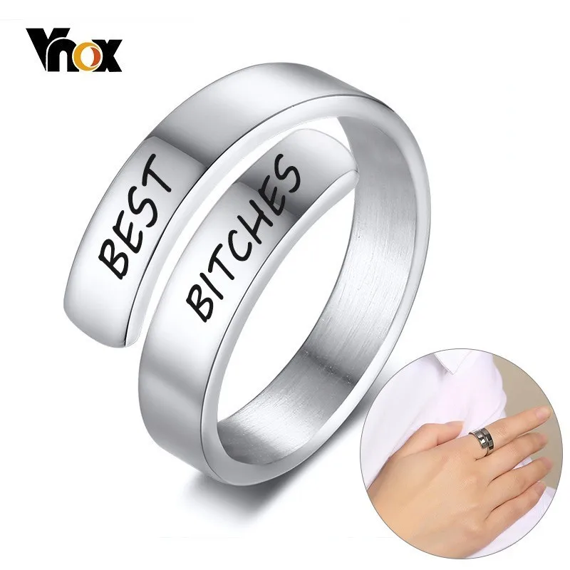 

Vnox Personalized Spiral Twist Wrap Ring for Women Never Fade Stainless Steel Engraved Names Open Bands BFF Gift for Her