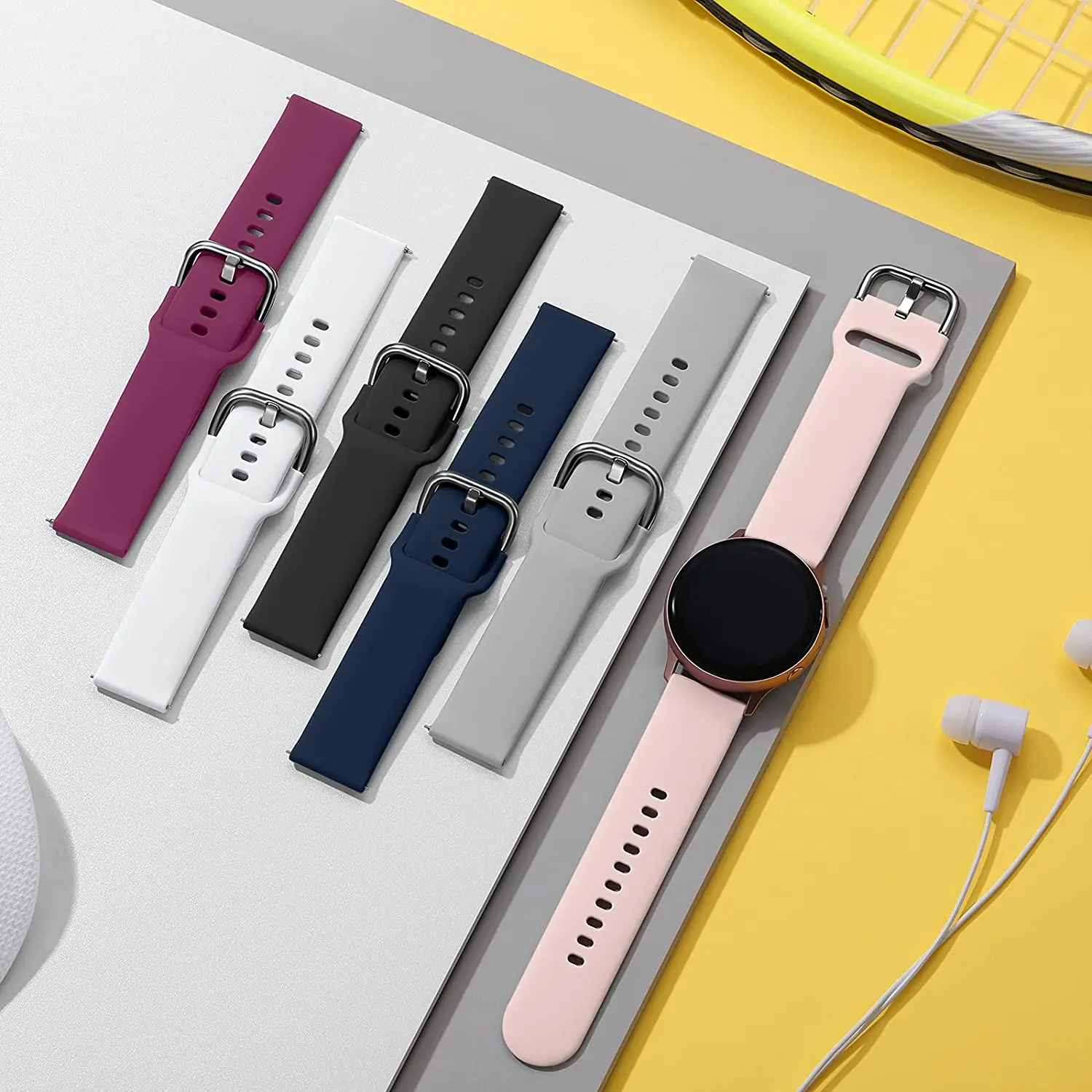 

19 Colors 20mm Silicone Sport Strap for Samsung Galaxy Watch 4/Active 2 40mm 44mm/Watch 4 Classic 46mm 42mm/Watch 3 41mm band