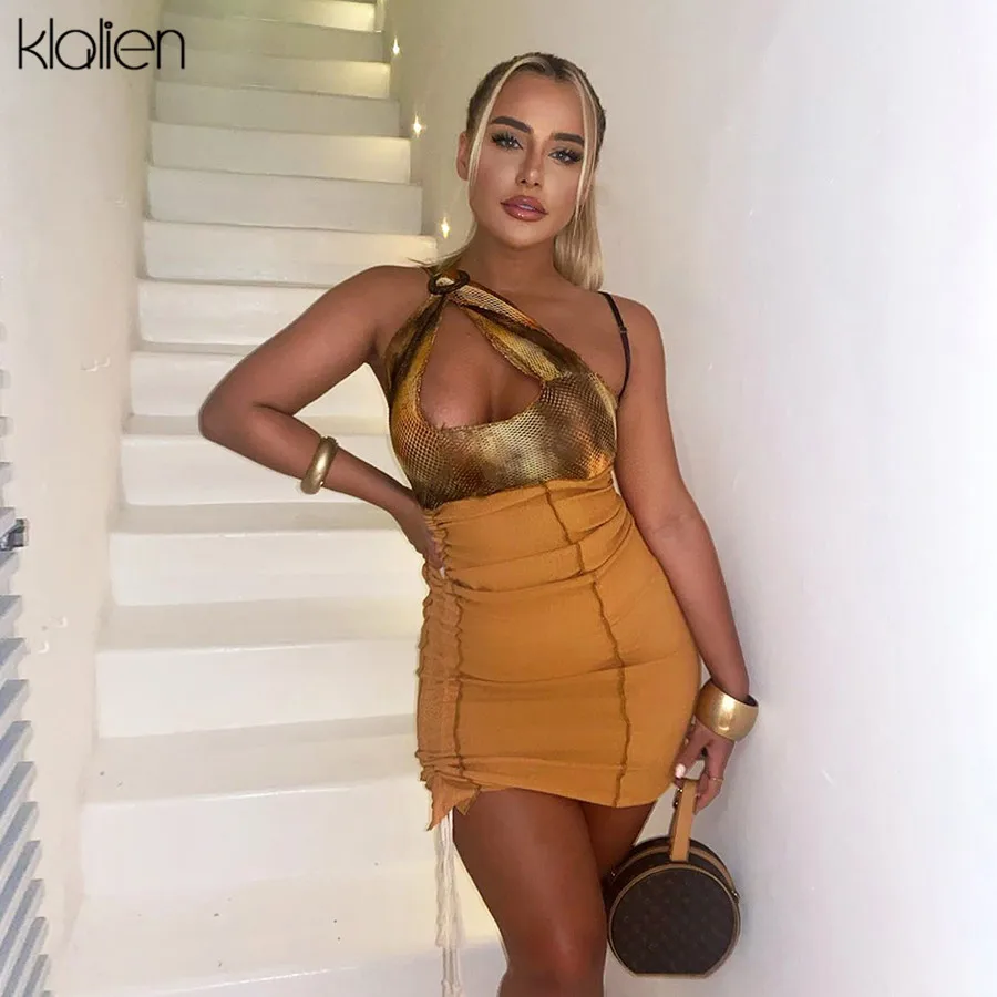 Kalien сексуальное открытое мини-платье на бретельках летнее повседневное пляжное