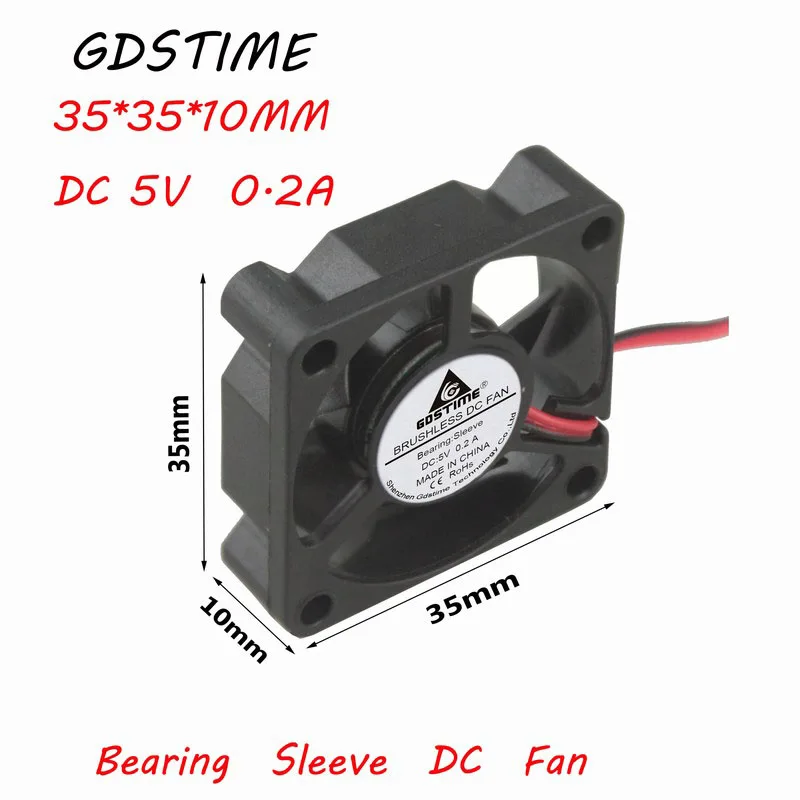 10 шт./лот Gdstime DC 5 в 35x35x10 мм Мини Бесщеточный осевой вентилятор охлаждения