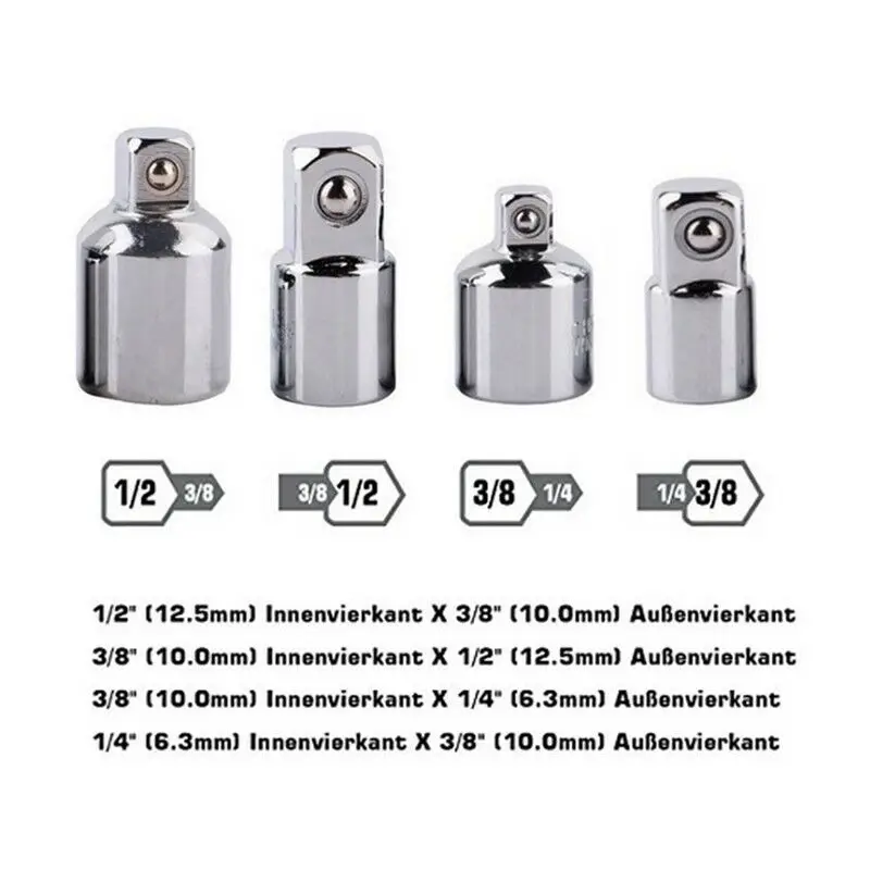 

3pcs 1/4 3/8 1/2 Impact Drill Socket Screwdriver Adapter Wrench Nut Driver Power Extension Rod Reduction Sleeve