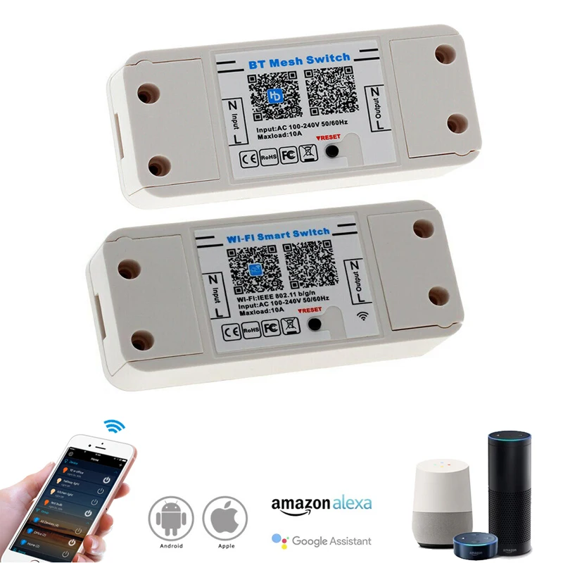 Домашний умный Bluetooth/WiFi переключатель контроллер переменного тока 100-240 В 10A IOS Android приложение вкл/выкл таймер светодиодный контроллер