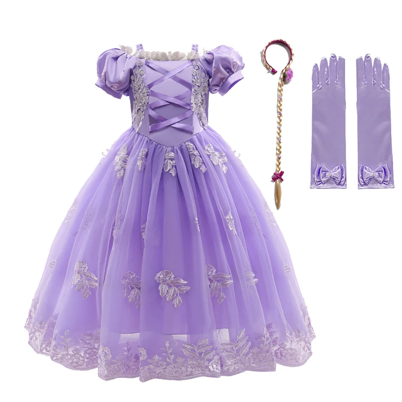 

Kids Princess Party Role Play Sofia Disguise Dress for Baby Girls Fancy Carnival Costume Child Christmas Purple Frocks
