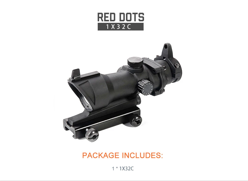 LUGER охотничий Оптический Прицел ACOG 1X32 тактический Красный Зеленый точечный прицел с подсветкой прицел с 20 мм Рельсом для страйкбола пистолет