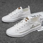 Мужская обувь, летние дышащие парусиновые туфли, мужские повседневные белые туфли