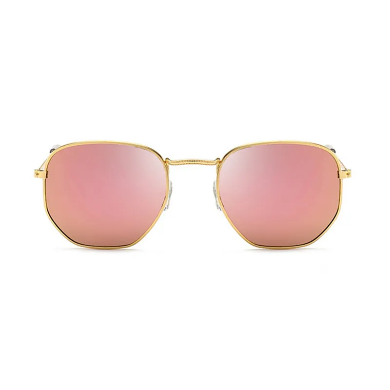 RBRARE металлическая квадратная маленькая оправа солнцезащитные очки Женские Классические винтажные красочные ртуть океан фильм модные зеркальные солнцезащитные очки Femme - Цвет линз: Gold Pink