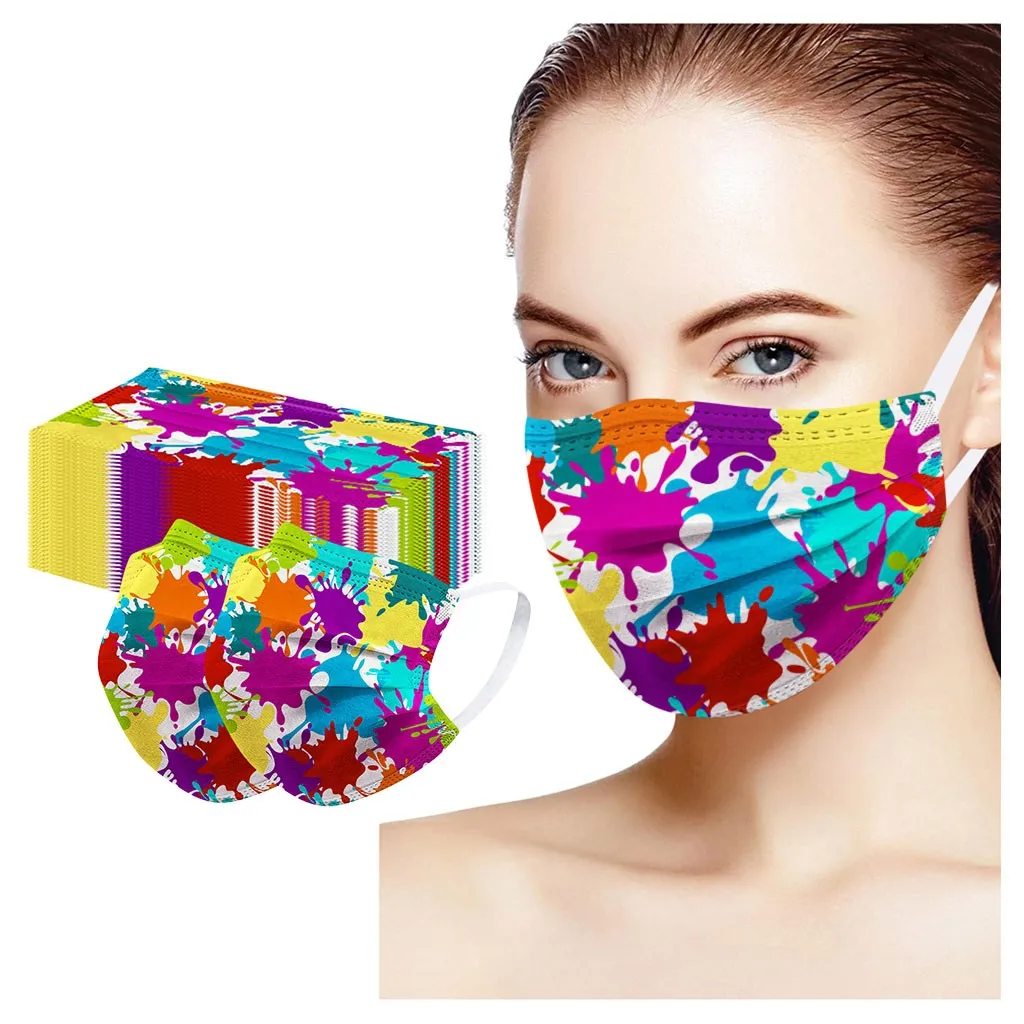 

50pcs Halloween Christmas Face Mouth Mask Disposable Non Wove 3 Layer Ply Filter Breathable Earloops Adult Masks Soft Mascarilla