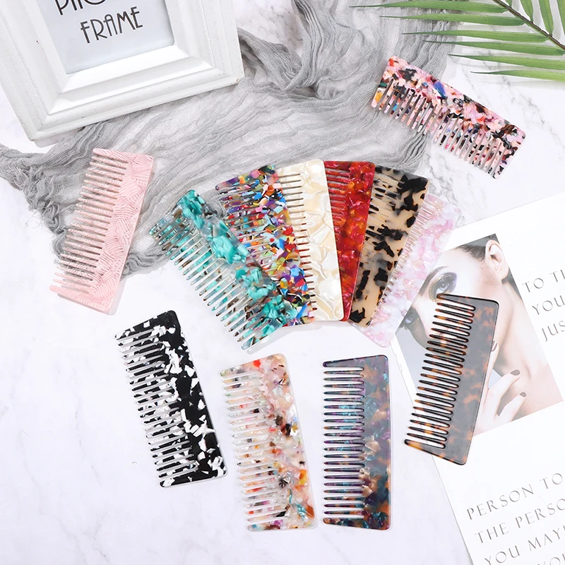 

Wide Large Tooth Pocket Hair Comb Cellulose Acetate Detangling Hairbrush Tortoise Shell Anti-static Hairdressing Tools
