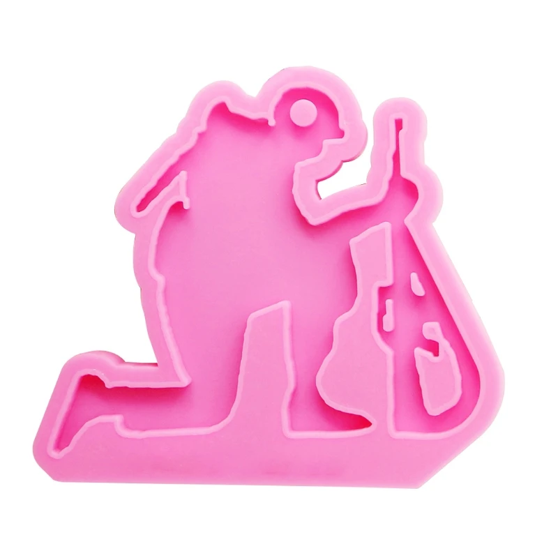 

69HB DIY Keychain Epoxy Resin Mold Glossy Fallen Soldier Shape Keyring Silicone Mould