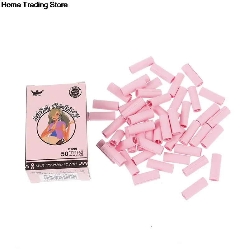 

Набор из 50 штук в коробке, милые дамские одноразовые рулоны фильтров шмеля, розовая бумага, аксессуары для курения, Женский табак