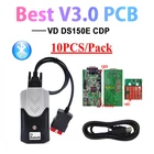 10 шт.лот DHL V3.0 PCB 9241 чип новый vci VD DS150E CDP bluetooth автомобильные диагностические инструменты led 3 в 1 obd2 сканер для дельфиса
