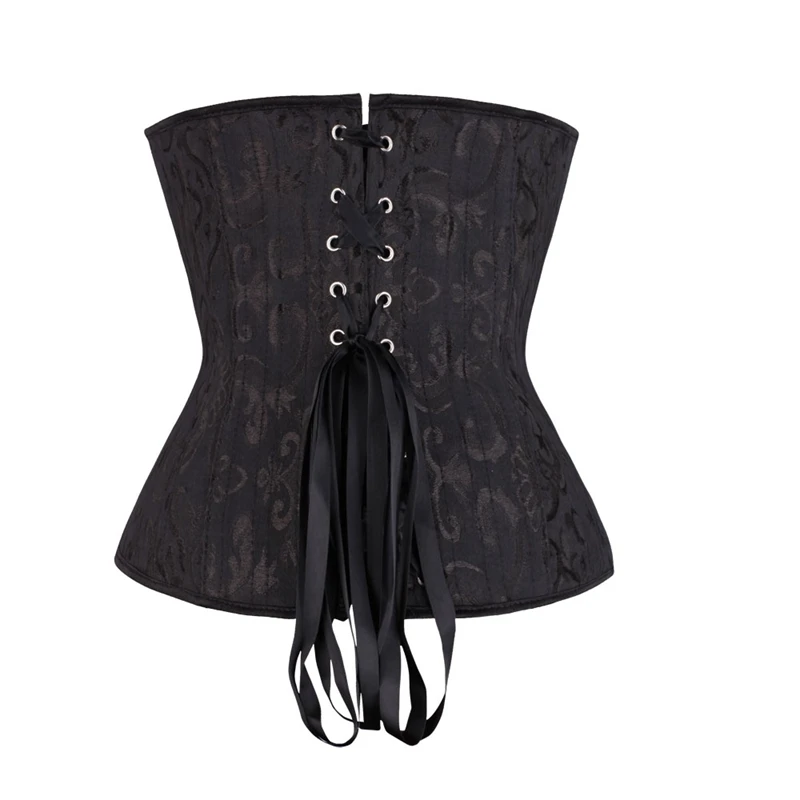 White Corset 24 Sprial Steel Boned Sexy Lingerie Jacquard Lace up Back Waist Trainer Corset Top T-back Plus Size S-6XL Corselet