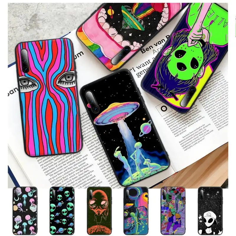 

Cartoon Alien Black Silicone Mobile Phone Cover Case For Samsung A51 A71 A50 A21 A20 A20E A31 A30 A40 A70 A01 A10 A11 A30S