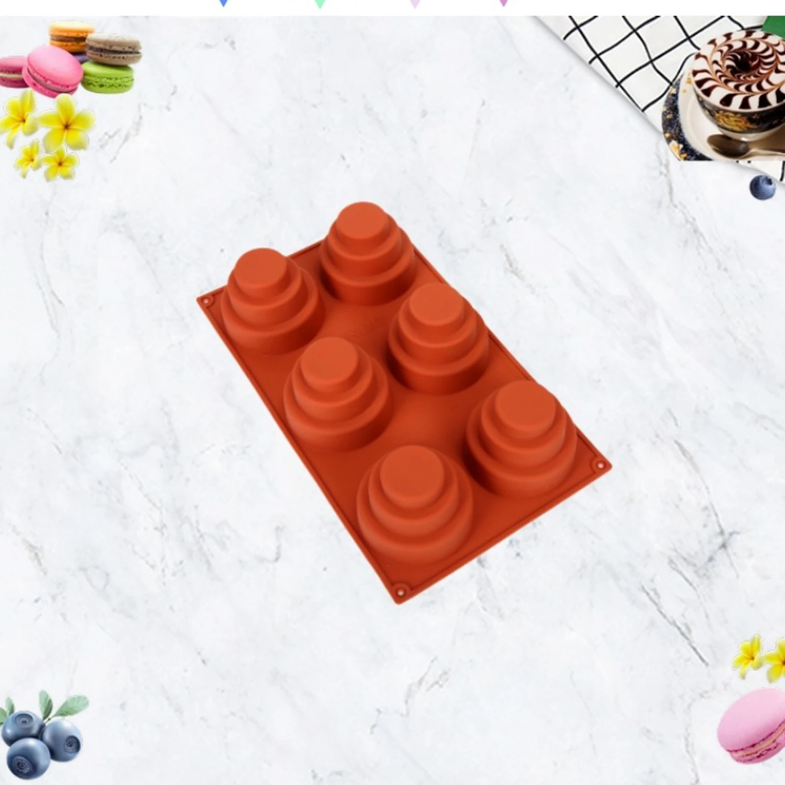 

6 Cavities Mini 3 Tier Cake Silicone Mold Multi Tiered Cupcake Mold Diy Round Cupcake Pudding Cookie Chocolate Baking Pan