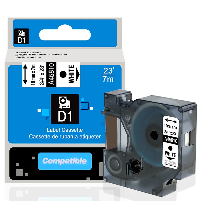 A45810 Labelife 1 шт. 45800 45803 19 мм DYMO D1 Стандартный ярлык совместимый для Dymo LabelManager 300 350 400 420P 450 этикетировщик - Цвет: A45810