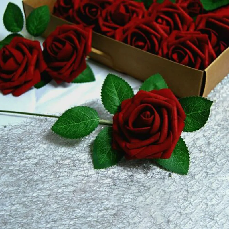 25 шт. искусственные розы из пенополиэтилена Роза со стеблем сделай сам для дома