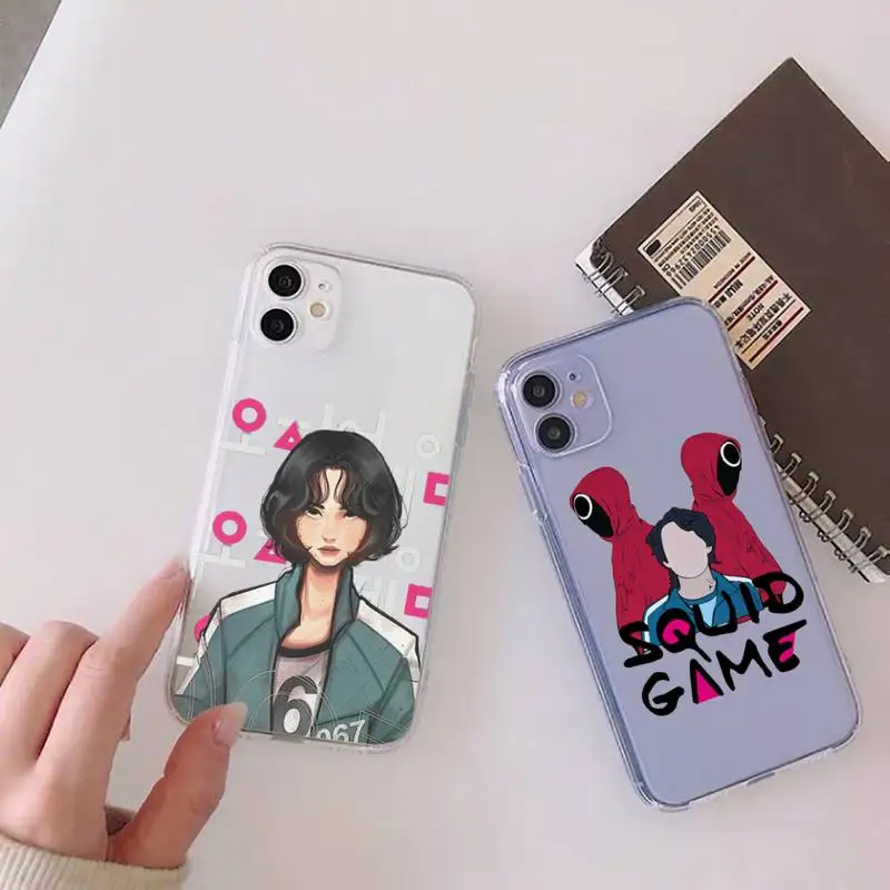 

Squid game Phone Case Clear Transparent for iPhone 11 12 13 mini pro XS MAX 8 7 6 6S Plus X 5S SE XR 2020