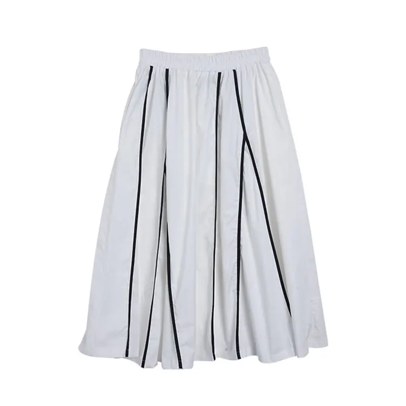 

XITAO Striped Skirt Fashion New Women Elastic Waist 2021 Summer Goddess Fan Casual Vintage Minority Loose Skirt WMD1298
