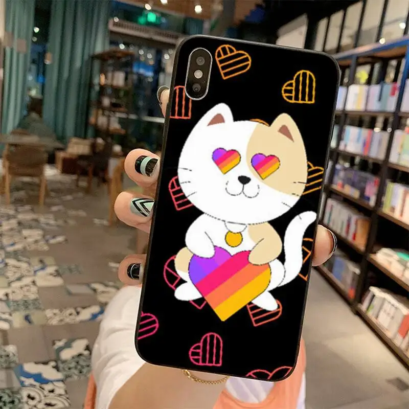 Модный чехол HPCHCJHM с рисунком кота медведя сердца черный для телефона iPhone 11 pro XS MAX 8