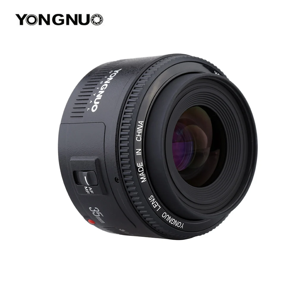 Объектив 35 мм Yongnuo F2.0 фотолинза широкоугольная ручной и фиксированный автофокус