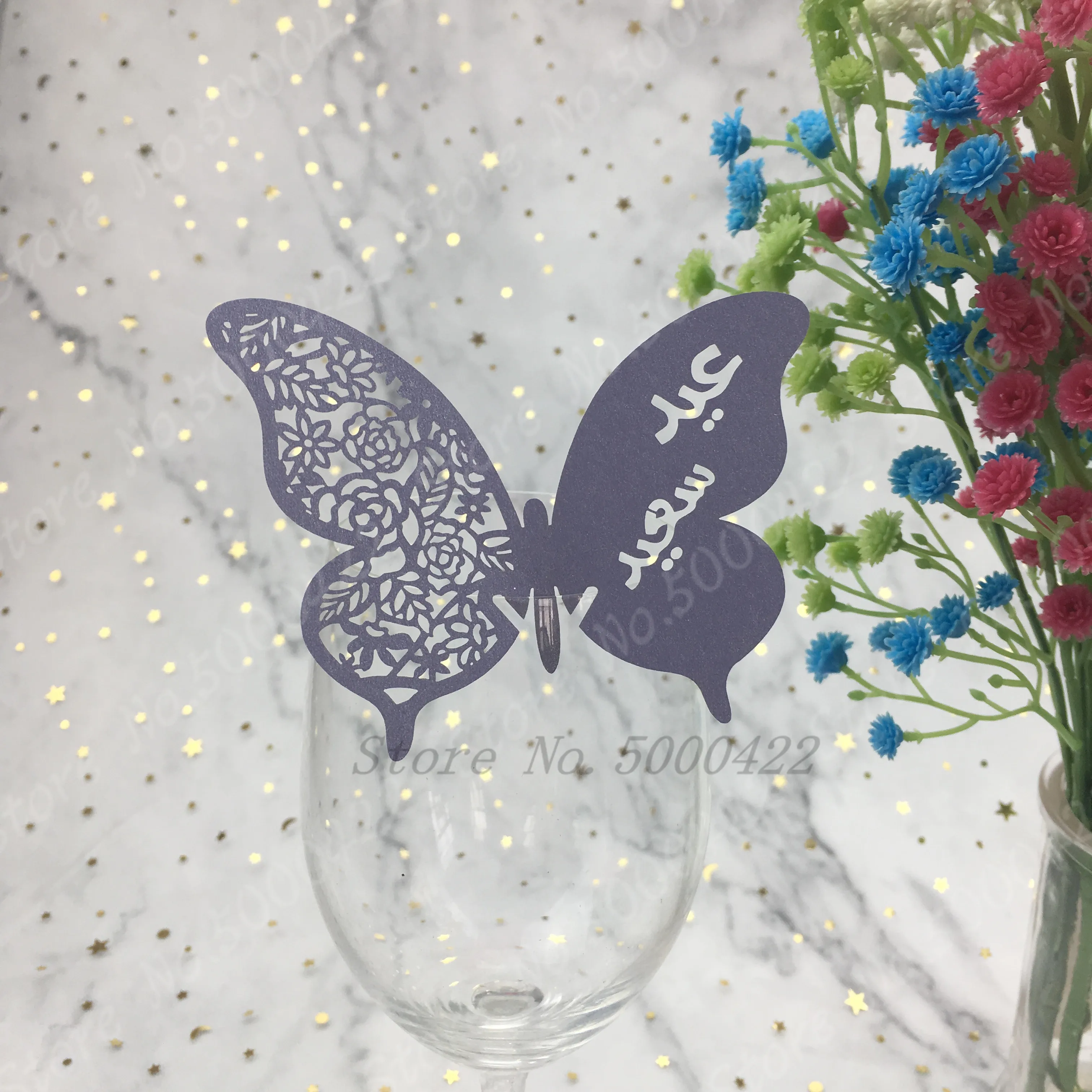 50 шт. карты имени вина место бабочки эскорт стакан для бумажная карта Свадебная