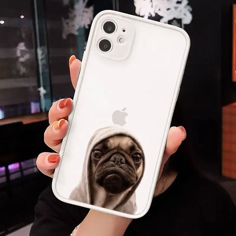 

Pug Dog French Bulldog Phone Case Matte For iPhone 12 Mini 11 Pro XR XS Max 7 8 Plus X Hard PC Back Cover