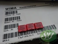 10pcs red new wima mks4 1 0uf63v 1uf 20 10563v pcm10 hot sale fever audio film capacitor 105 63v 1u63v width 5mm