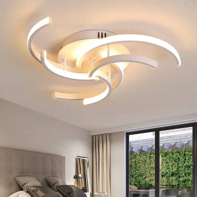 

Modern Matte White Finished Led Ceiling Chandeliers Lighting For Living Bedroom Study Room Brightness Dimmable New Fixtures Lamp