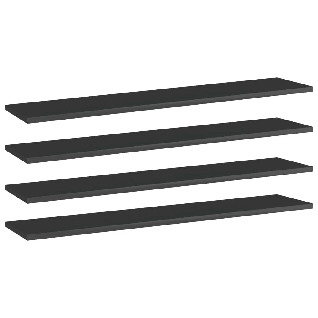 

Bookshelf Boards 4 pcs High Gloss Black 39.4"x7.9"x0.6" Chipboard