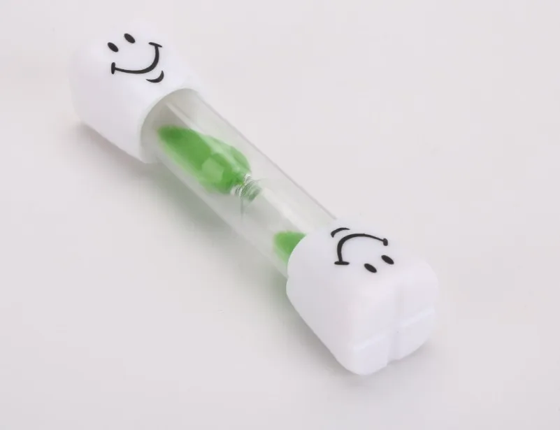 Green Мини смайлик 3 минуты детская чистка песочные часы таймер пластиковые песочные часы креативный подарок - Цвет: Green