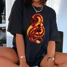 Футболка женская с коротким рукавом, свободная винтажная рубашка в стиле хип-хоп, с принтом китайского дракона, уличная одежда в стиле Харадзюку, большие размеры, лето