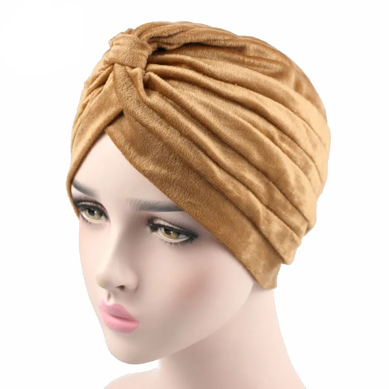 Новый зимний модный женский бархатный тюрбан мягкий короткий плюшевый Дамская