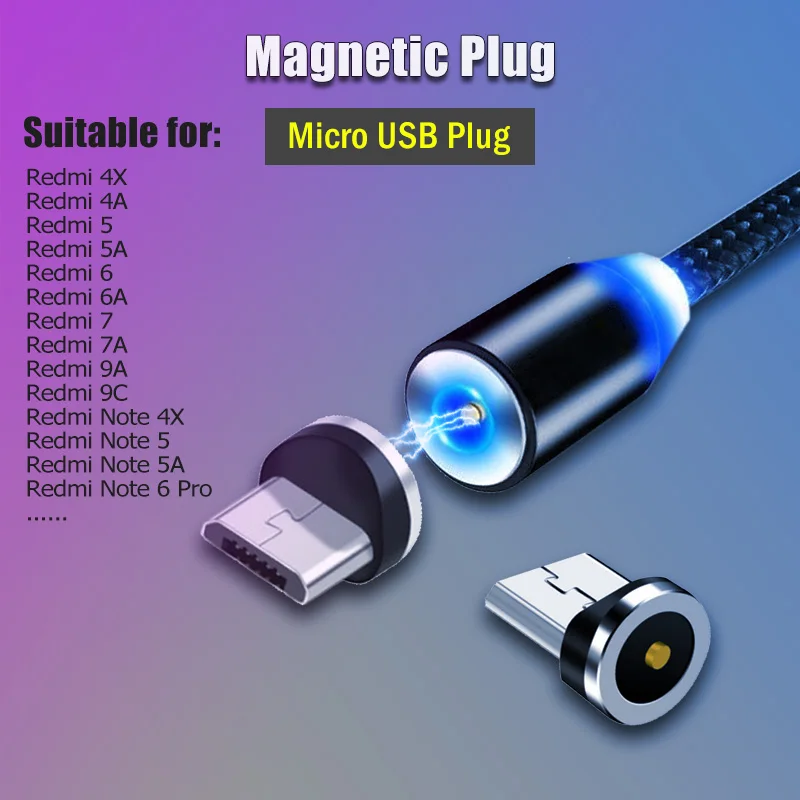 Круглый Магнитный Micro USB зарядный адаптер для Xiaomi Redmi 4X 4A 5 5A 6 6A 7 7A 9A 9C S2 Note 3 4 Pro Plug