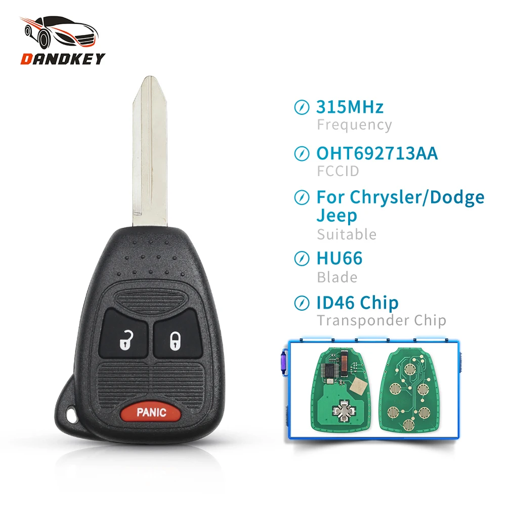 Dandkey 2 + 1/3 кнопки OHT692713AA полный дистанционный ключ 315 МГц ID46 чип для Chrysler Dodge Jeep 2005-2012
