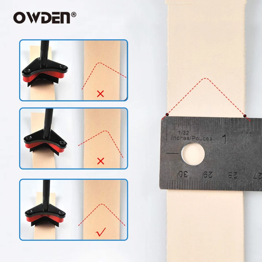 OWDEN-Juego de 3 piezas de correa de cuero en forma de tri&aacute;ngulo, cortador de extremo de correa, juego de herramientas de corte de cuero-3