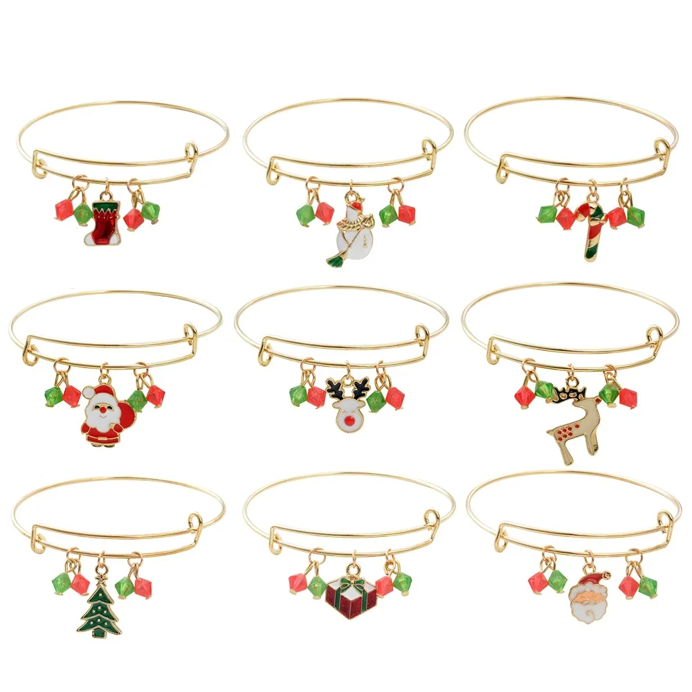 

Merry Christmas Ornaments Gifts Christmas Bracelet Bangles Santa Claus Christmas Decor for Home Deer Elk Tree Xmas 2021 New Year