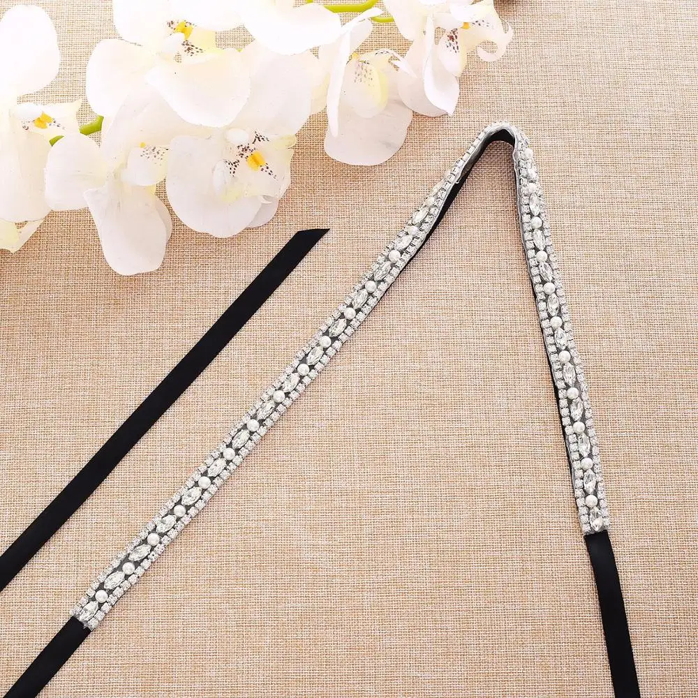 

Rhinestone Wedding Dress Belt 2019 Pearl Wedding Belt Sash With Satin Ribbon Cheap Bridal Accessories