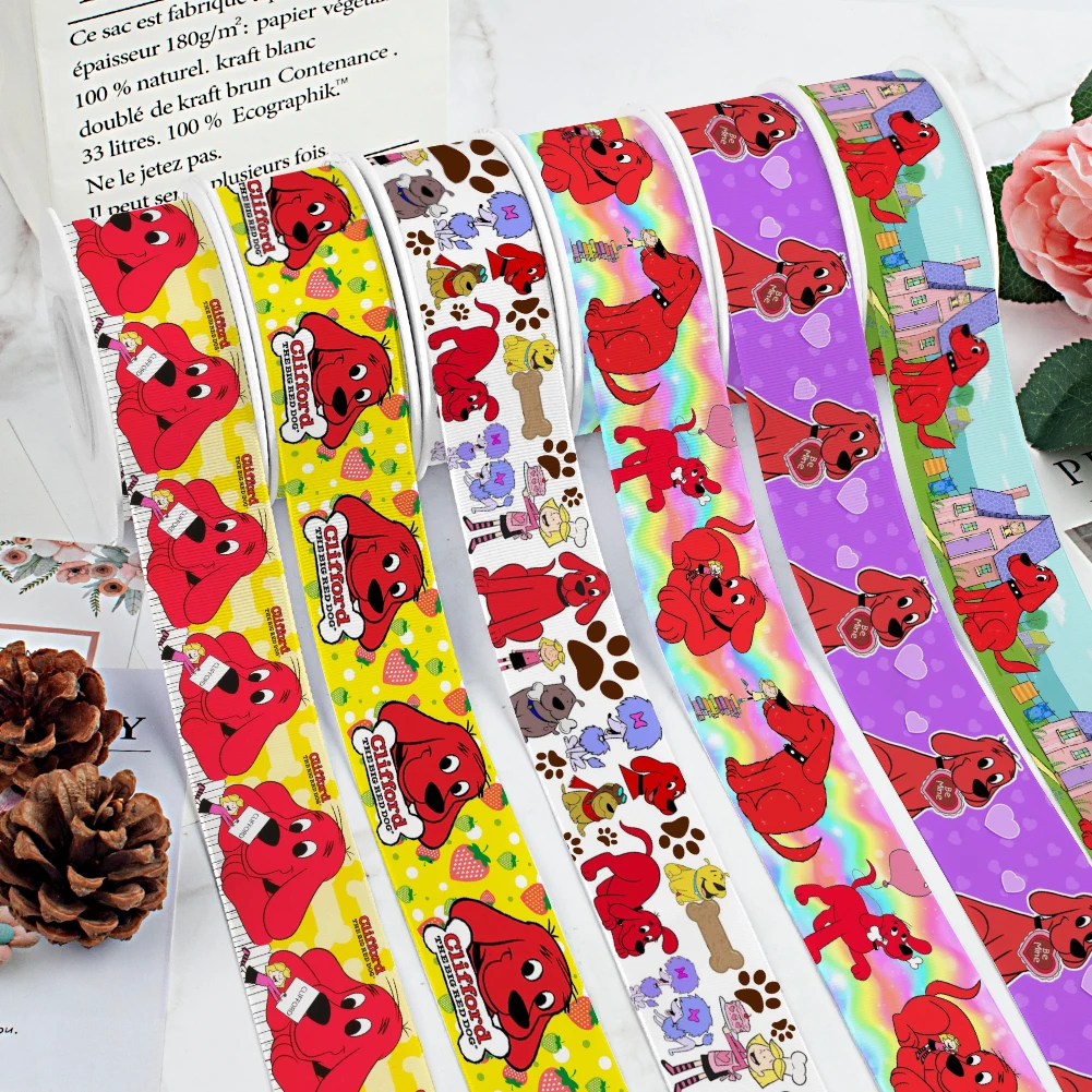 

Красная корсажная лента с принтом милые животные лента мультяшная собака Атлас для фотоаксессуары для украшения своими руками 5 ярдов