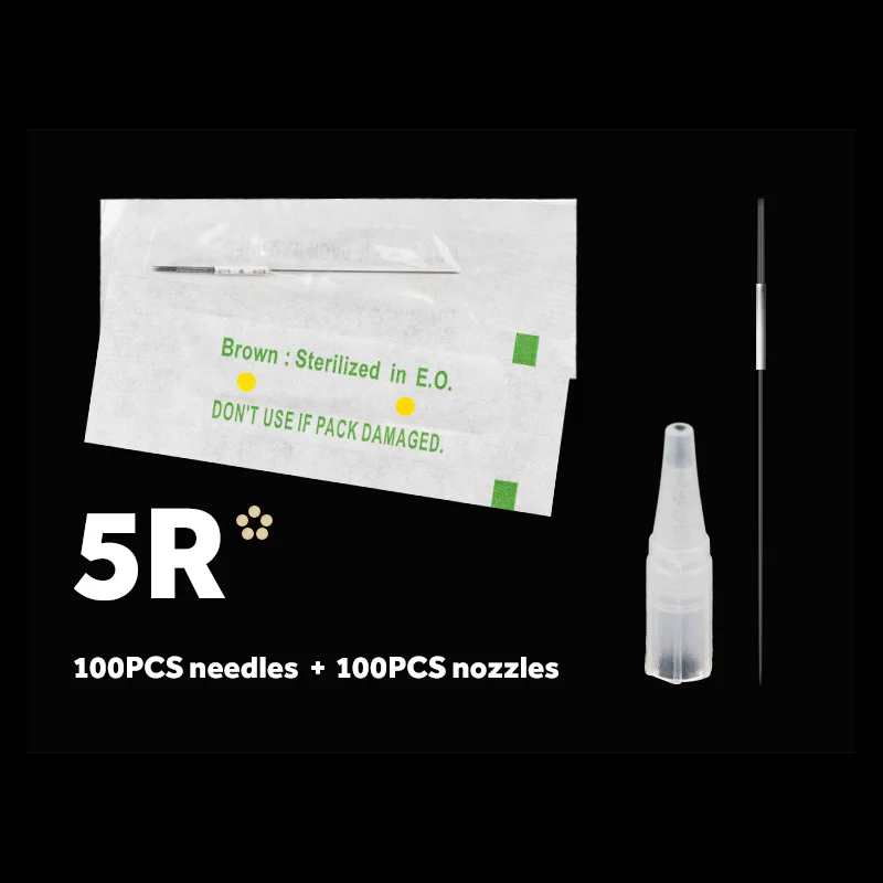 100 шт 1RL/3RL/5RL/5F/7F стерилизованное одноразовое перманентное Макияж иглы татуировки и колпачки для бровей комплекты косметики для татуажа 0,35X50 мм