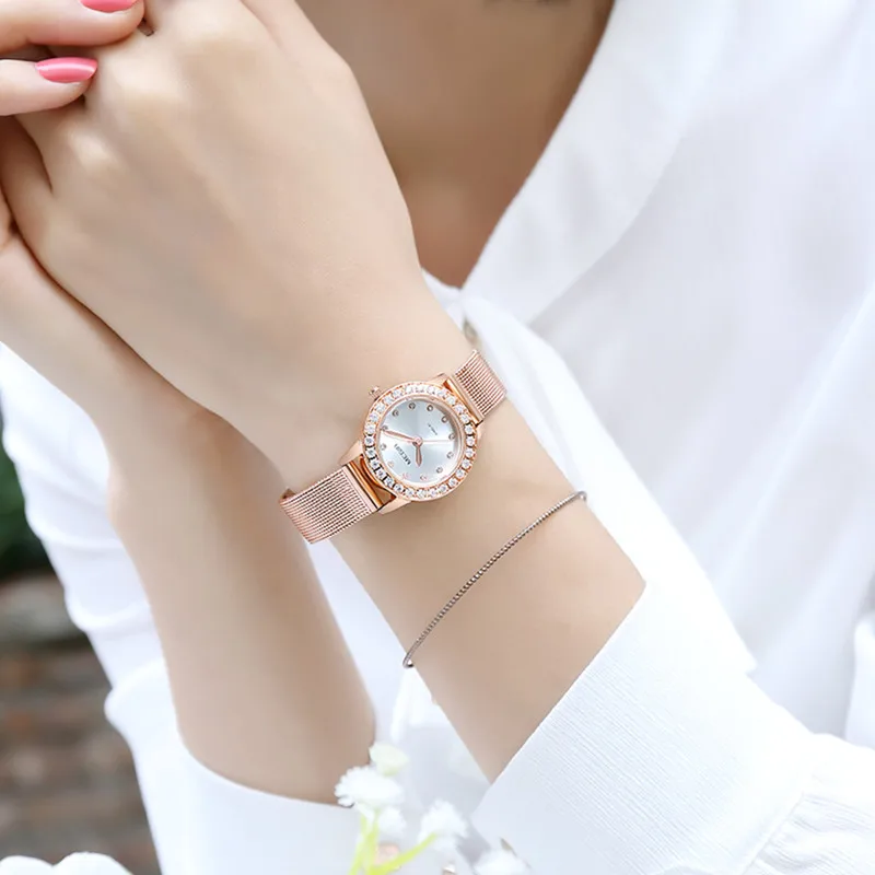 

Luxury Women Rose Gold Watch Ladies Watch Stainless Steel Mesh Watches Diamond Women's Watches Clock Relogio Feminino