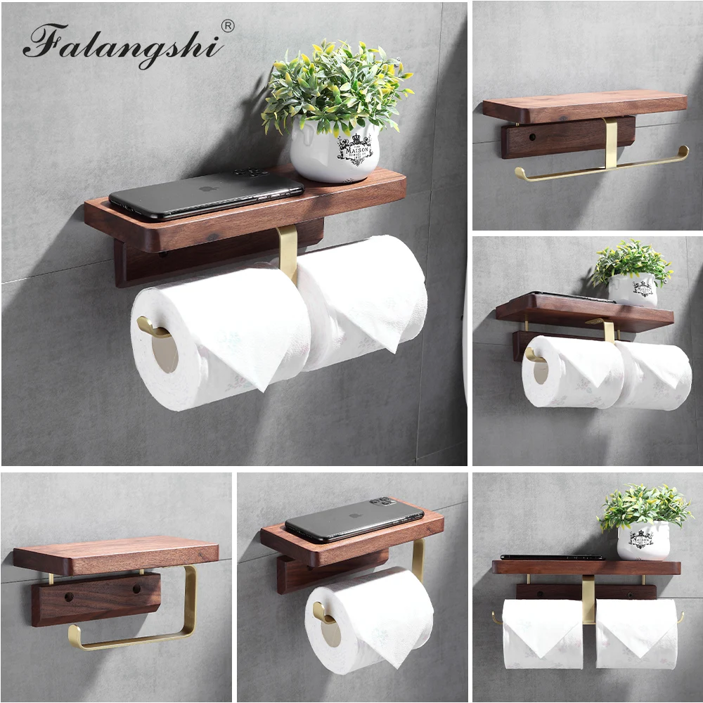

New Style Bathroom Toilet Paper Holder Wooden Phone Storage for Decoration Tissue Paper Roll Holder Wall Mounted WB8227