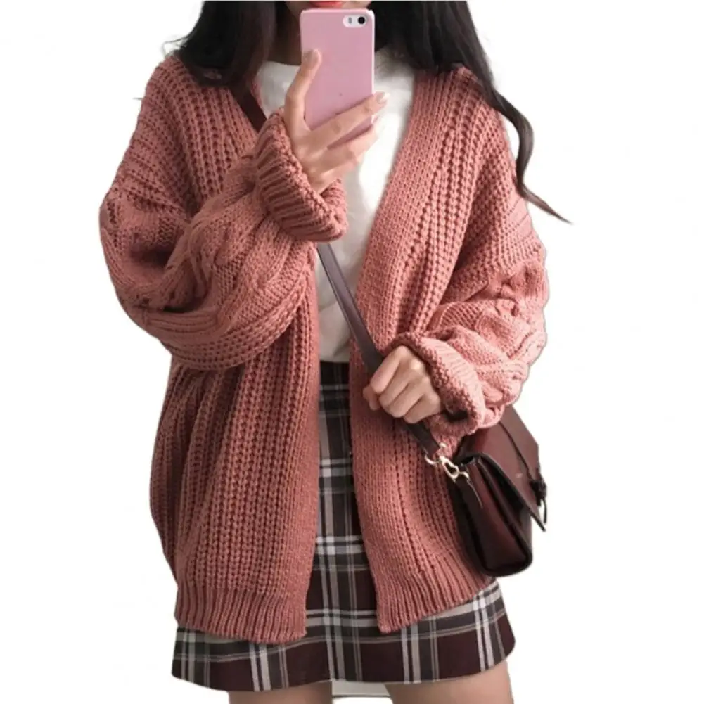

Korean Style Sweaters Autumn Winter Women Long Sleeve Twisted Knitted Coat Open Front Sweater Cardigan
