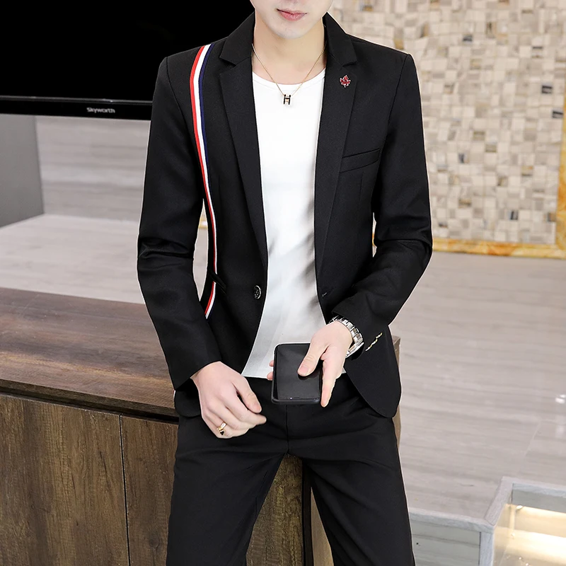 Новый костюм для весны и осени мужской облегающий красивый жениха в британском